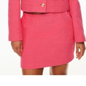 Aritzia Babaton Pink Tweed mini Skirt Size 12 pockets